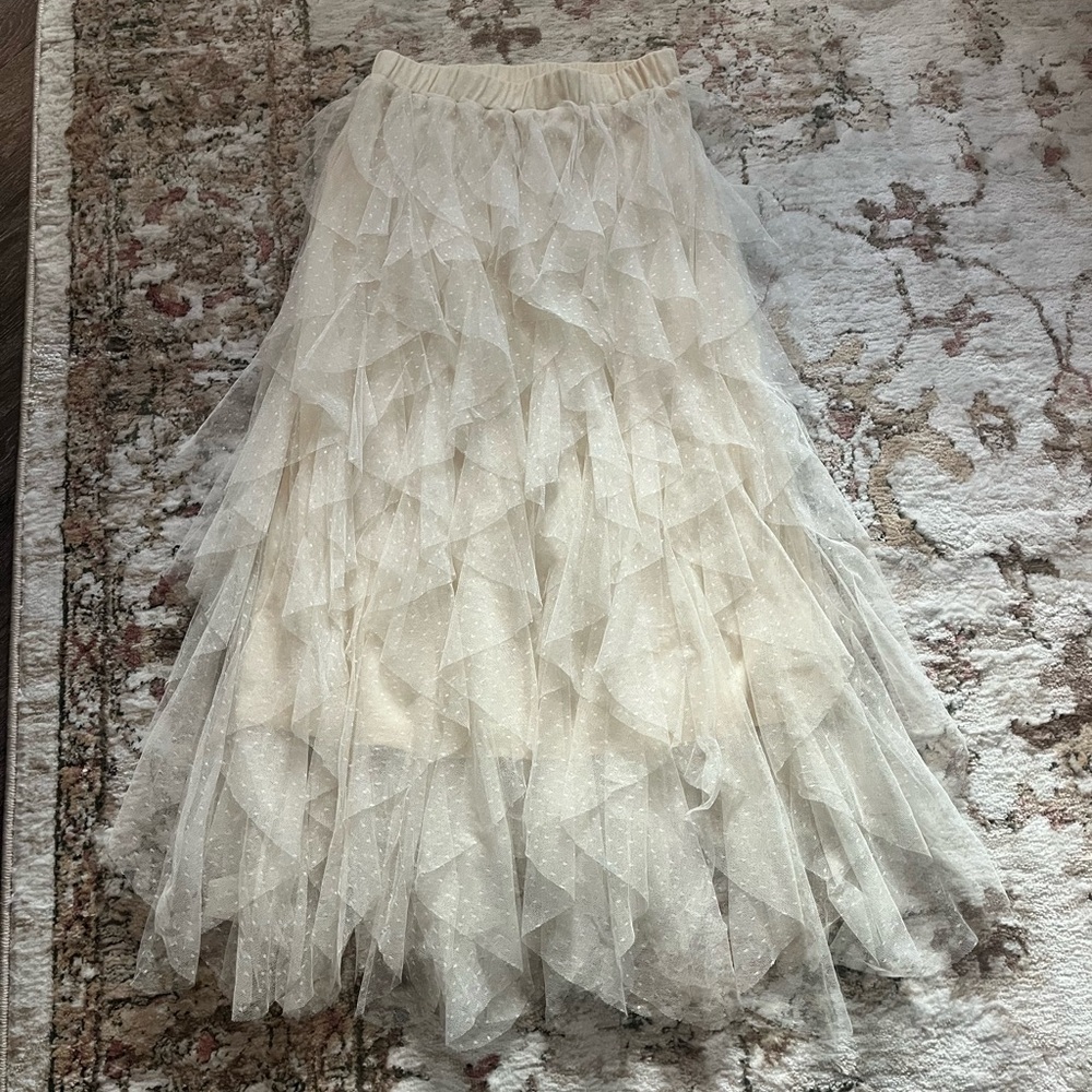 Altar’d State Cream Layered Tulle Skirt